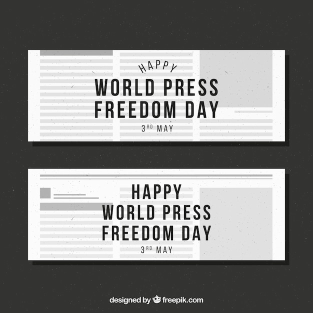 Vector gratuito banners de periódico del día mundial de la libertad de prensa