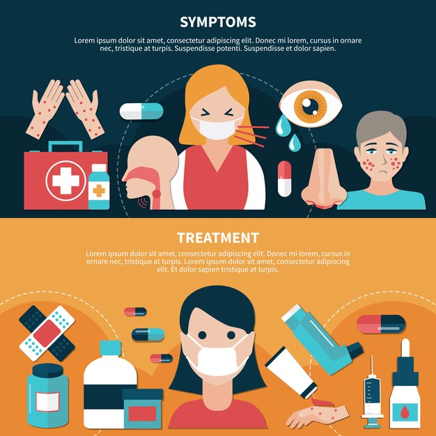 Banners planos de alergia
