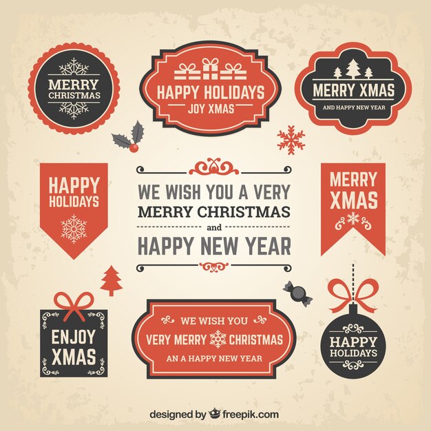 Banners planos de año nuevo y navidad