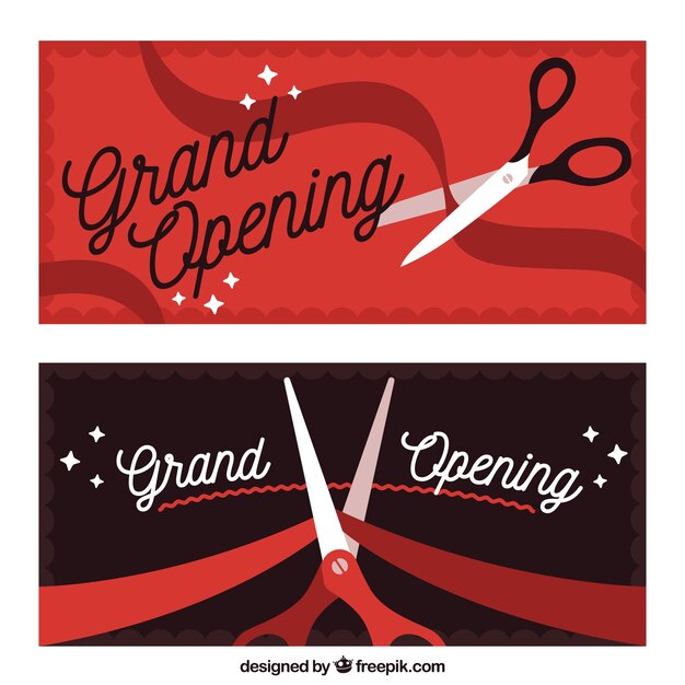 Banners planos de apertura con estilo moderno