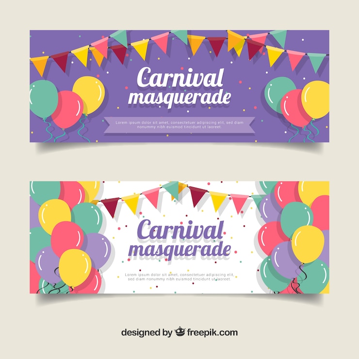 Vector gratuito banners planos de carnaval