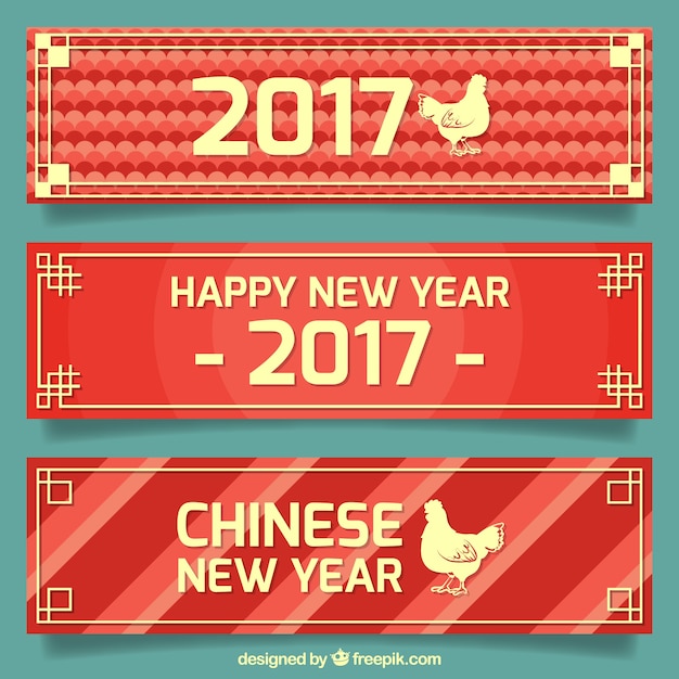 Vector gratuito banners planos para celebrar el año nuevo chino