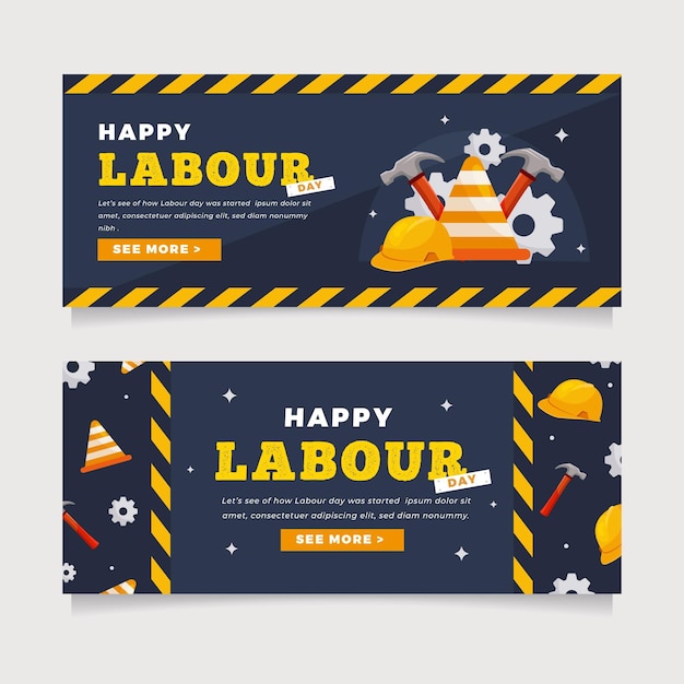 Vector gratuito banners planos del día del trabajo