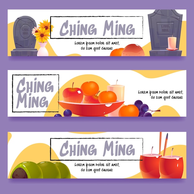 Vector gratuito banners planos del festival ching ming