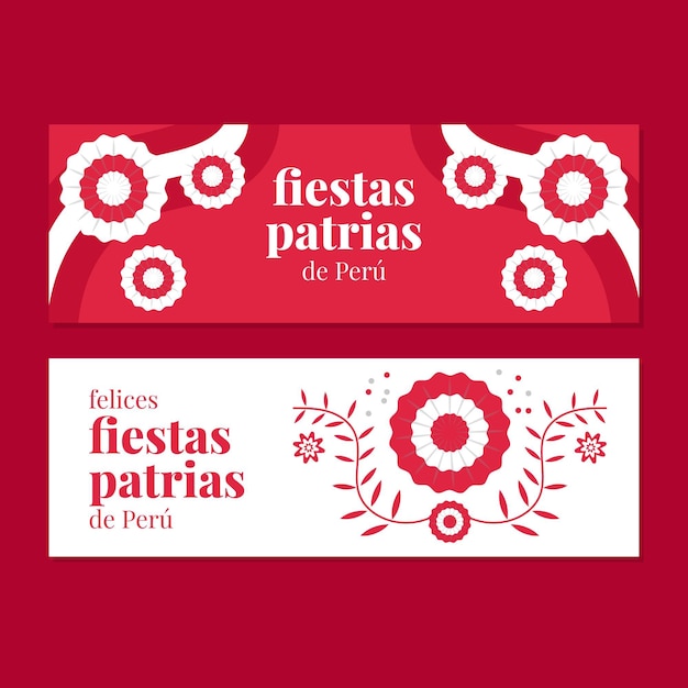 Vector gratuito banners planos fiestas patrias de peru.