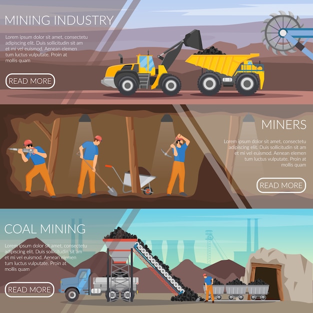 Banners planos horizontales de la industria minera