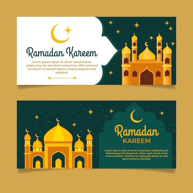 Vector gratuito banners planos de ramadán