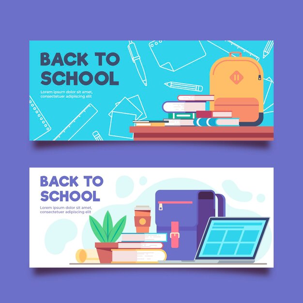 Banners planos de regreso a la escuela