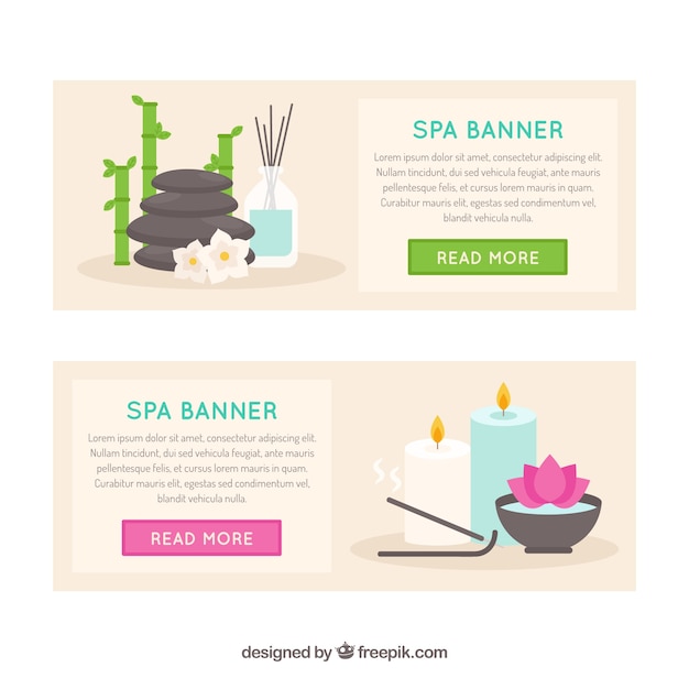 Vector gratuito banners planos para un salón de spa