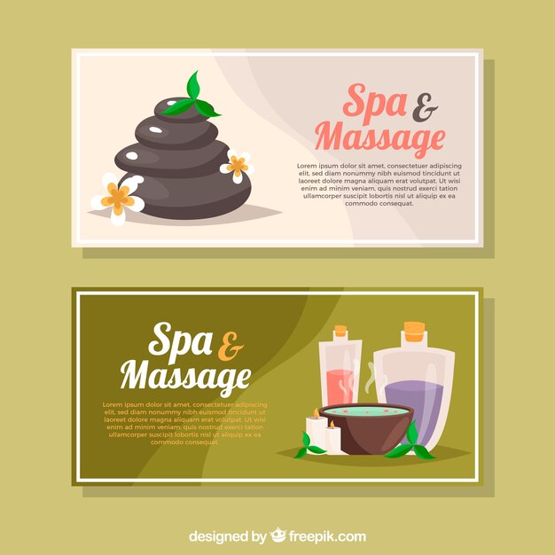 Vector gratuito banners planos para un salón de spa