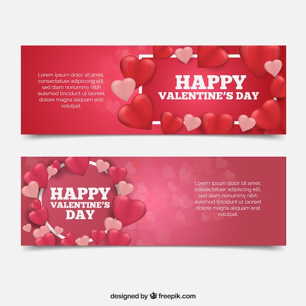 Vector gratuito banners planos de san valentín