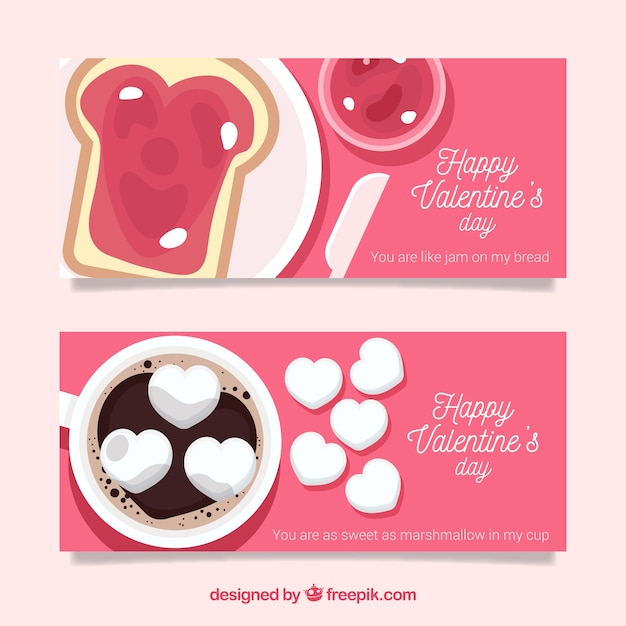 Vector gratuito banners planos de san valentín