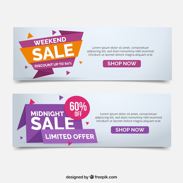 Vector gratuito banners planos de venta