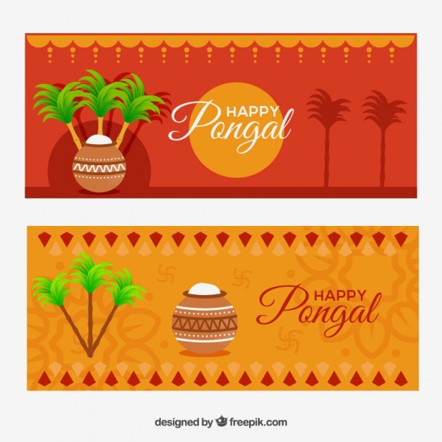 Vector gratuito banners de pongal naranja