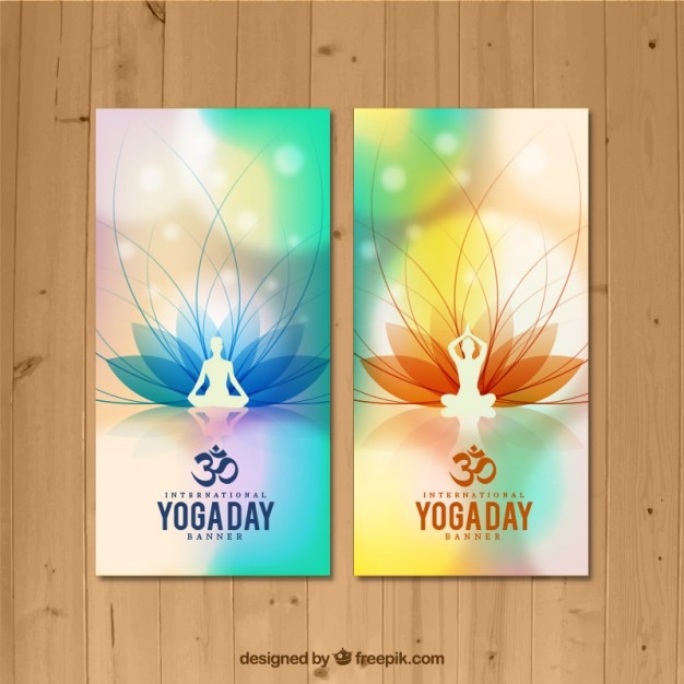 Vector gratuito banners de poses de yoga