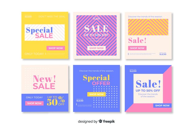 Banners de promoción de rebajas para redes sociales