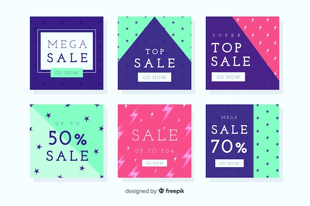 Vector gratuito banners de promoción de rebajas para redes sociales