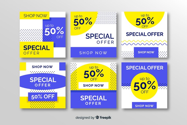 Vector gratuito banners promocionales de rebajas para redes sociales