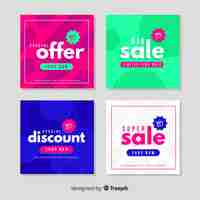 Vector gratuito banners promocionales de rebajas para redes sociales