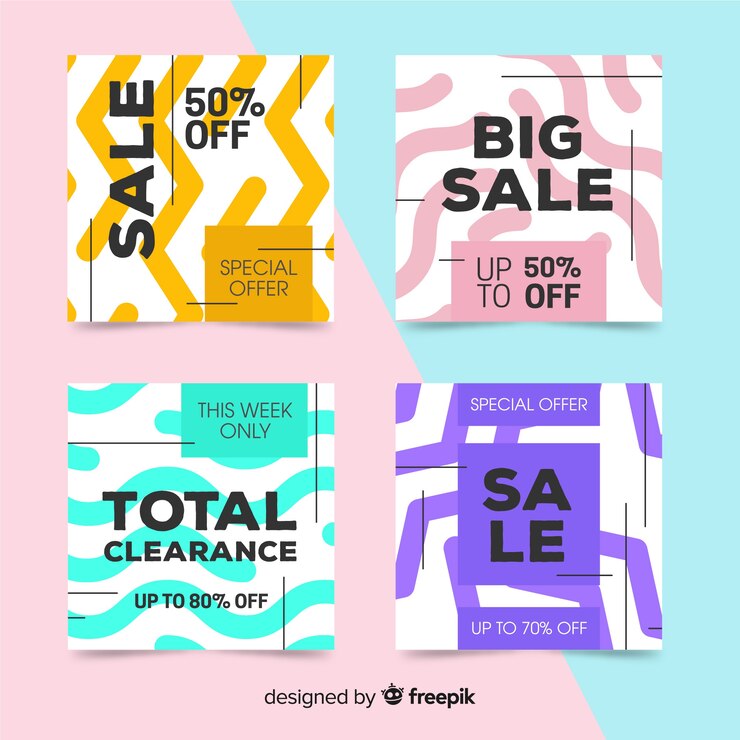 Vector gratuito banners promocionales de rebajas para redes sociales