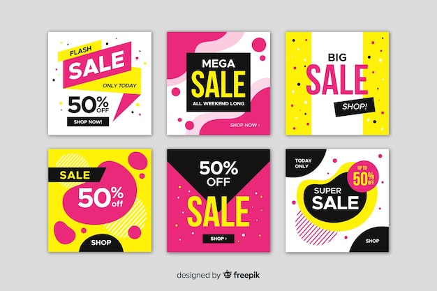 Vector gratuito banners promocionales de rebajas para redes sociales