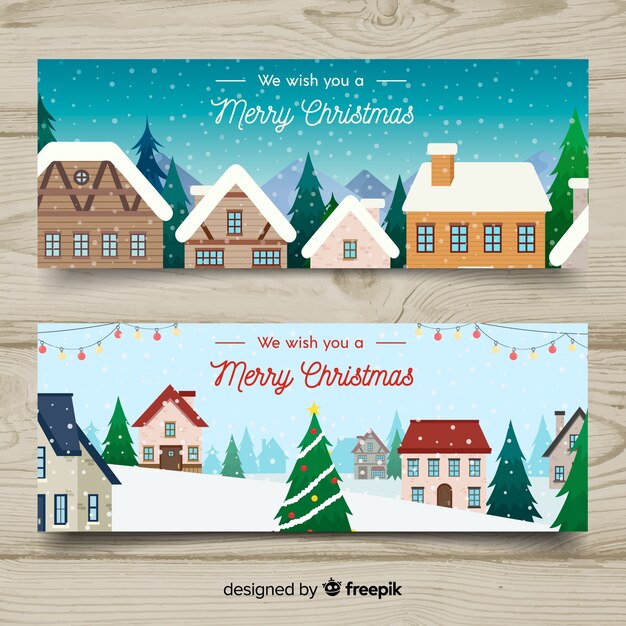 Banners de pueblo de navidad