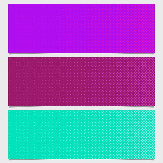 banners con puntos morados y verdes