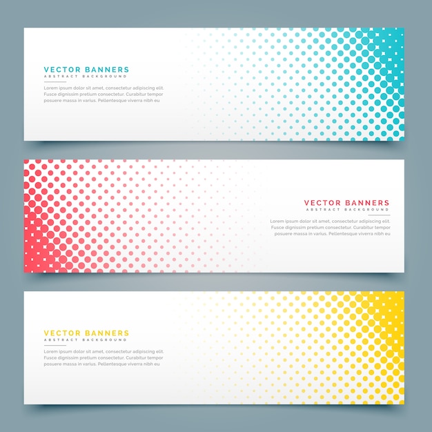 Banners con puntos de semitono, diferentes colores