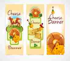 Vector gratuito banners de queso verticales