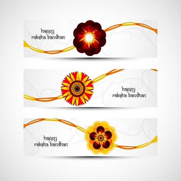 Banners de raksha bandhan con flores