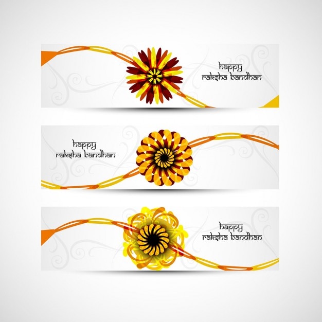 Vector gratuito banners de raksha bandhan ornamentales