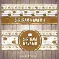 Vector gratuito banners de ram navami con flechas decorativas