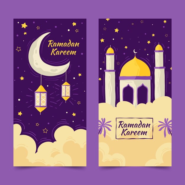 Banners de Ramadán dibujados a mano