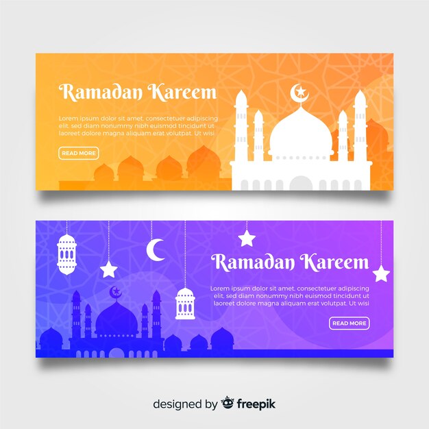 Banners de ramadán en diseño plano