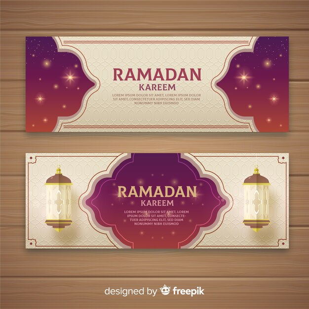 Banners de ramadán en diseño plano