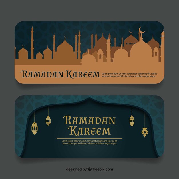 Banners de ramadan kareem en estilo vintage 