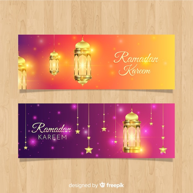 Vector gratuito banners de ramadán