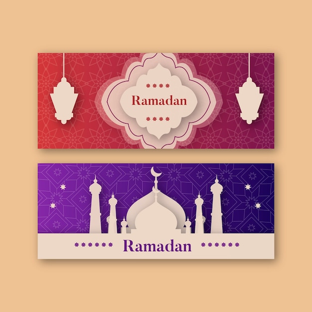 Vector gratuito banners de ramadán
