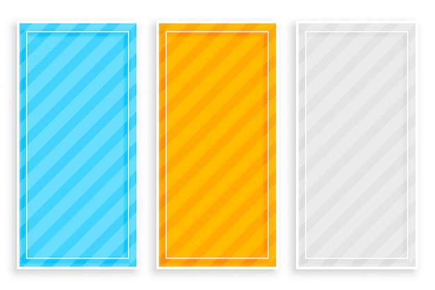 Banners de rayas diagonales en negrita conjunto de tres