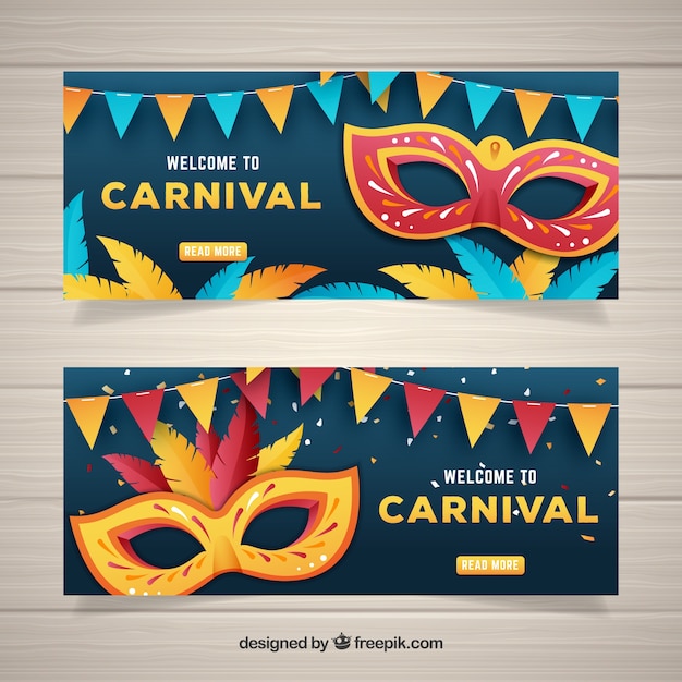 Vector gratuito banners realistas de carnaval