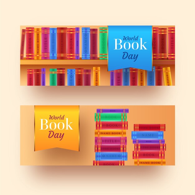 Banners realistas del día mundial del libro