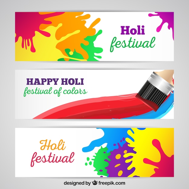 Vector gratuito banners realistas de festival holi