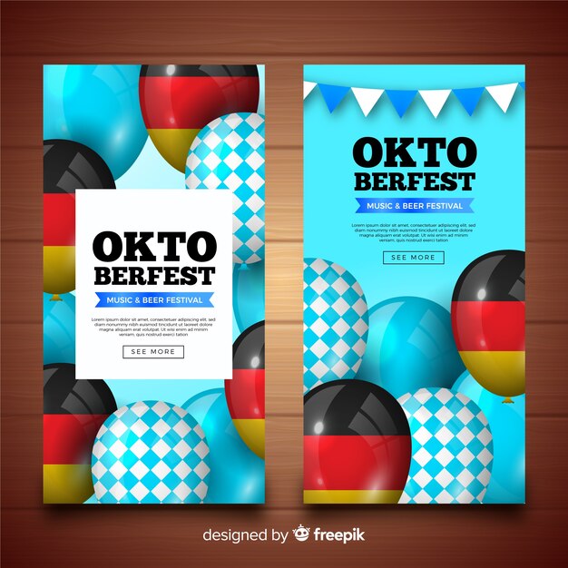 Vector gratuito banners realistas para el oktoberfest