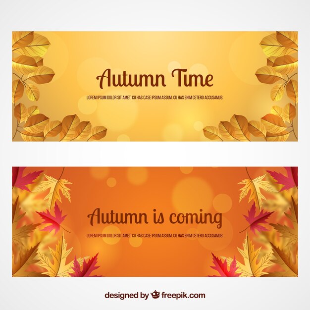 Vector gratuito banners realistas de otoño