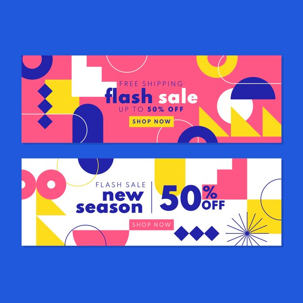 Banners de rebajas abstractas de diseño plano