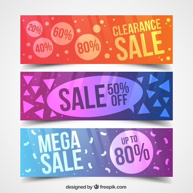 Banners de rebajas abstractos y de colores