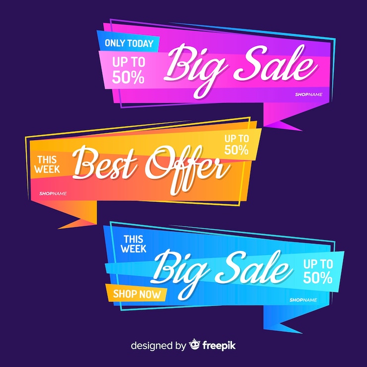Vector gratuito banners de rebajas abstractos origami