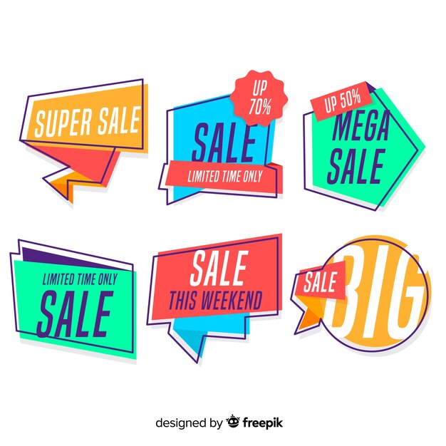 Banners de rebajas abstractos origami