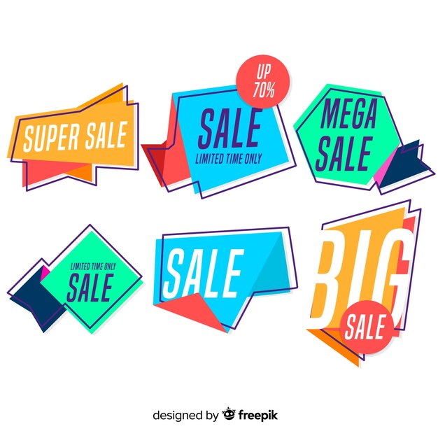 Banners de rebajas abstractos origami