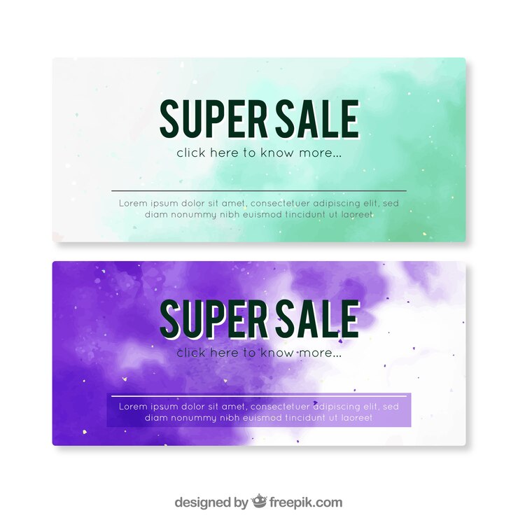 Vector gratuito banners de rebajas en acuarela